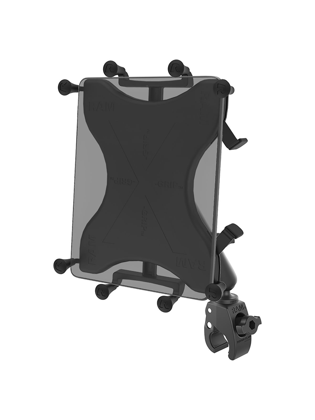 RAM Mounts X-Grip Klemm-Halterung für Tablets (10 Zoll) - B-Kugel (1 Zoll), kleine Tough-Claw, langer Verbindungsarm, Rotor-Adapter