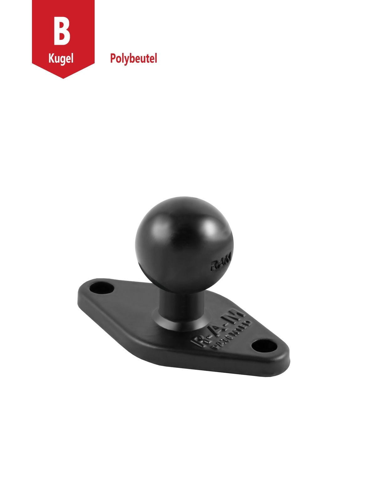 RAM Mounts Diamond-Basisplatte (Trapez) - B-Kugel (1 Zoll), 2-Loch AMPS-Lochraster