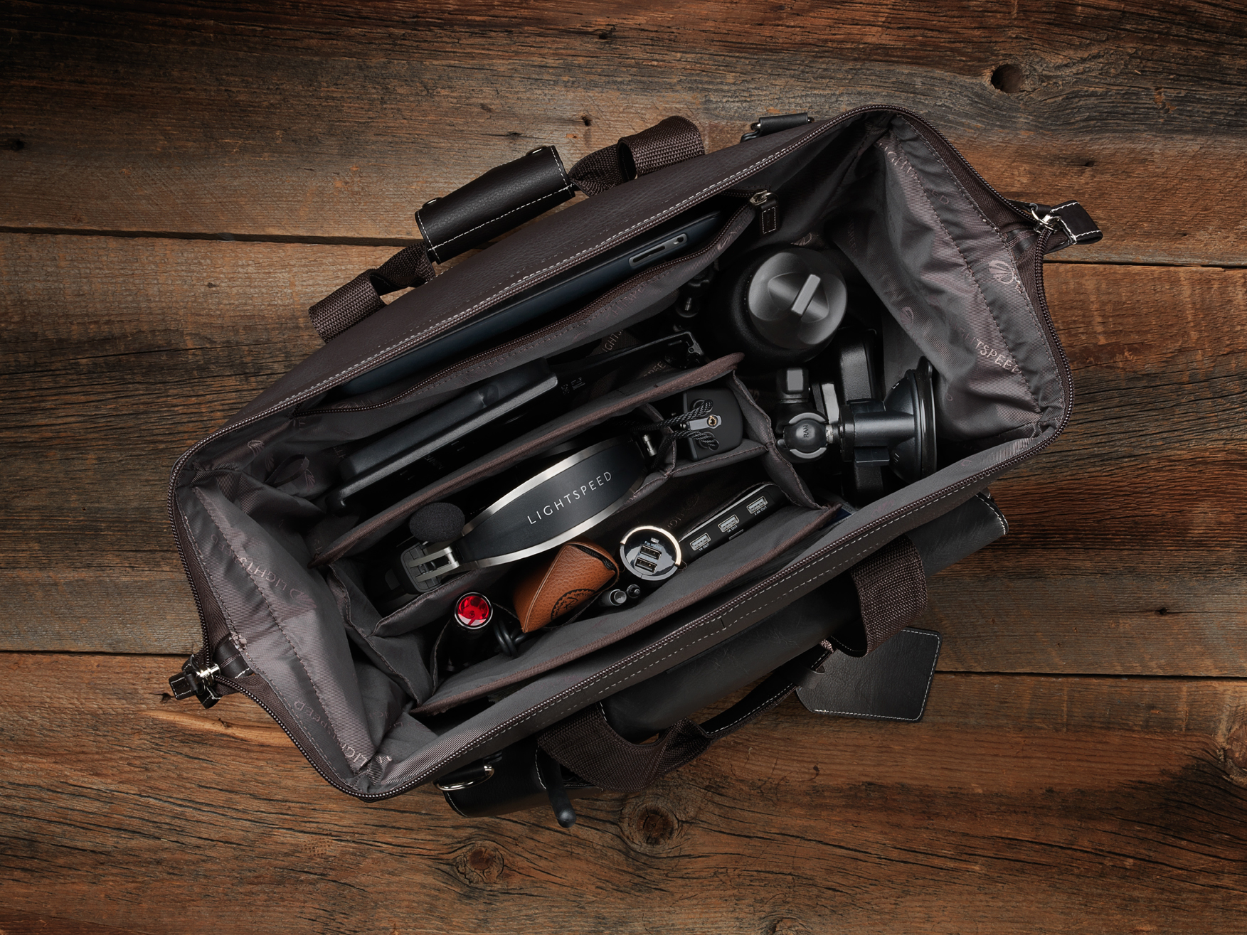 Lightspeed Gann - Pilotenledertasche, dunkelbraun