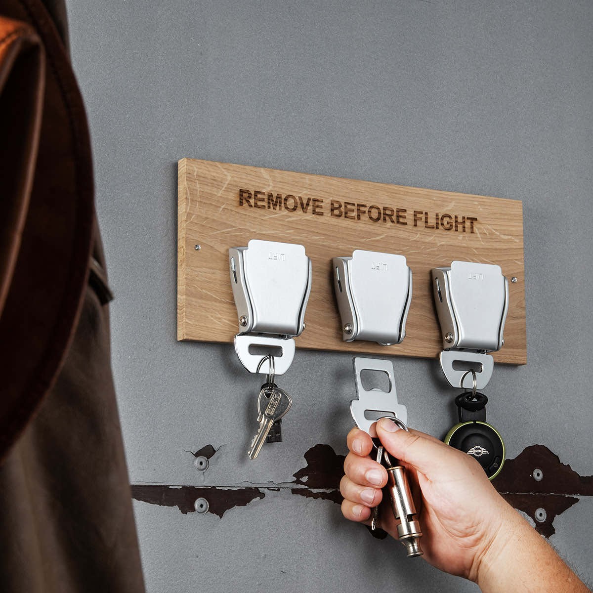 Schlüsselbrett Seatbelt-Buckle Eiche