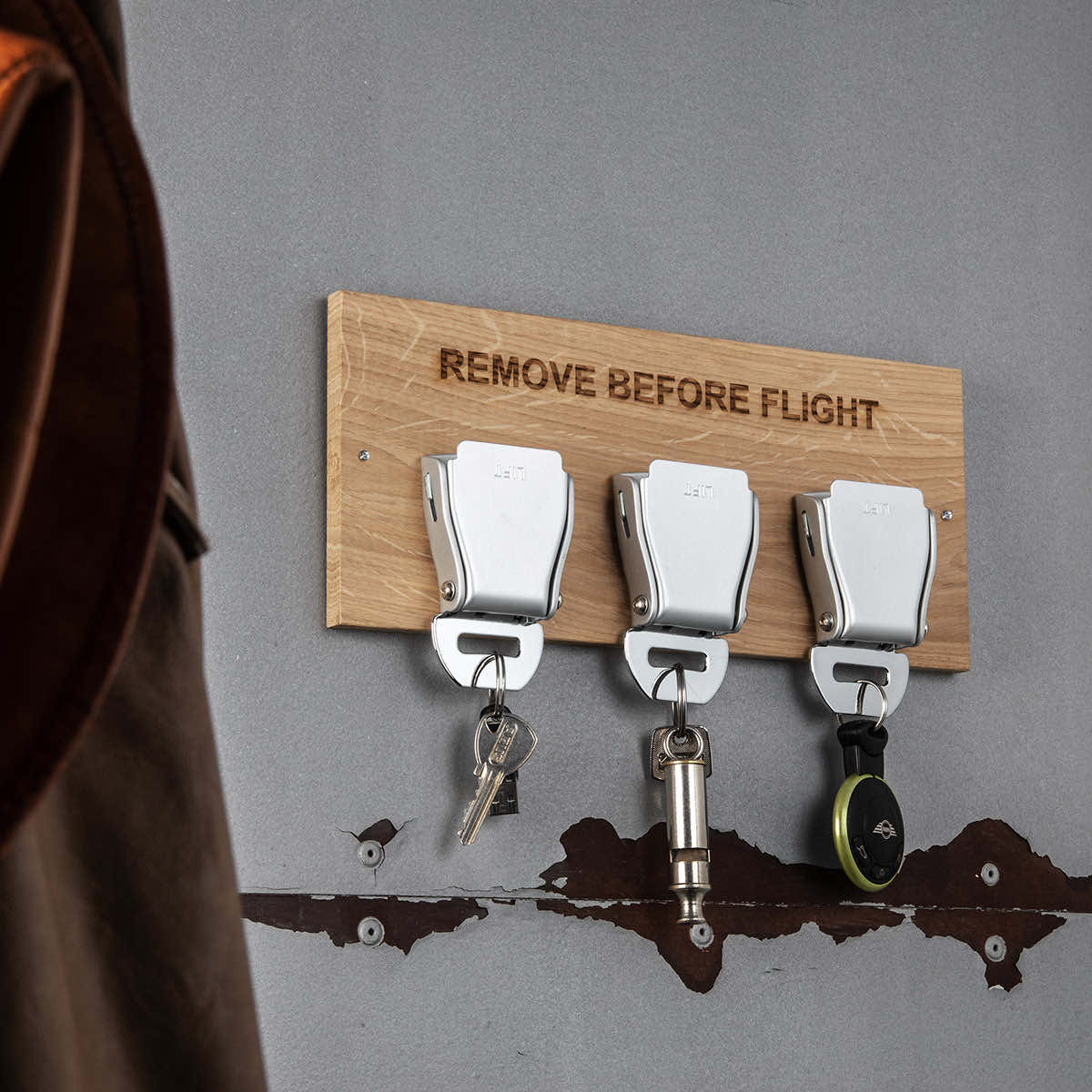 Schlüsselbrett Seatbelt-Buckle Eiche