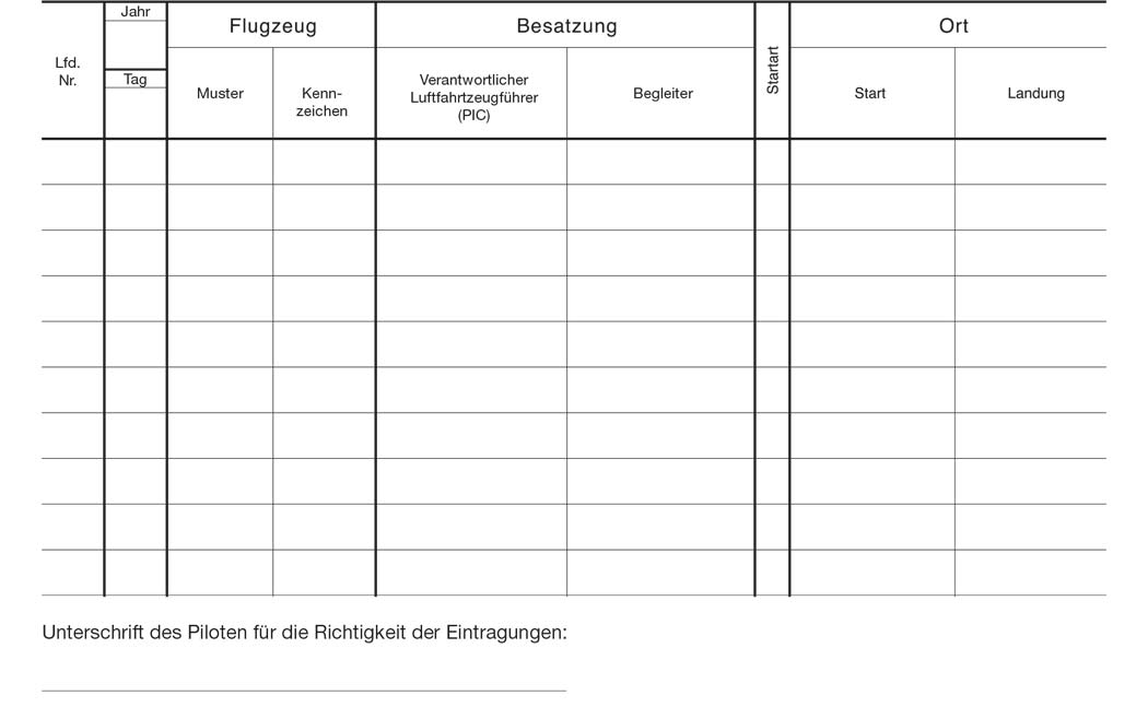 Flugbuch für Segelflieger EU-FCL