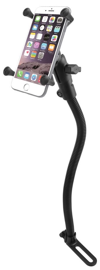 RAM Mounts X-Grip Schwanenhals-Halterung für Smartphones bis 114,3 Breite - B-Kugel (1 Zoll), Pod-Basis (für Fahrzeugsitz)