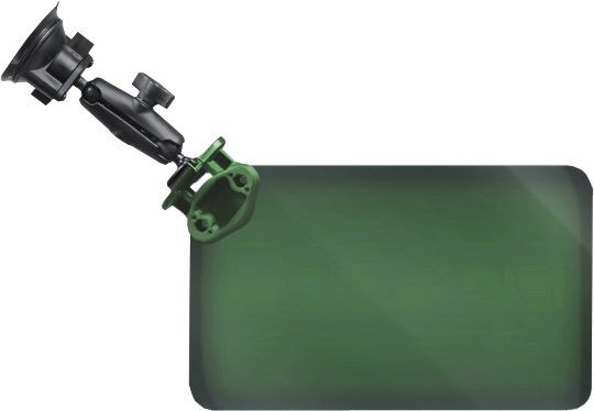 RAM Mounts Saugfuss-Halterung mit Sonnenschutz - mittlerer Verbindungsarm, Diamond-Basisplatte (Trapez), Sonnenschutzscheibe, B-Kugel (1 Zoll), im Polybeutel