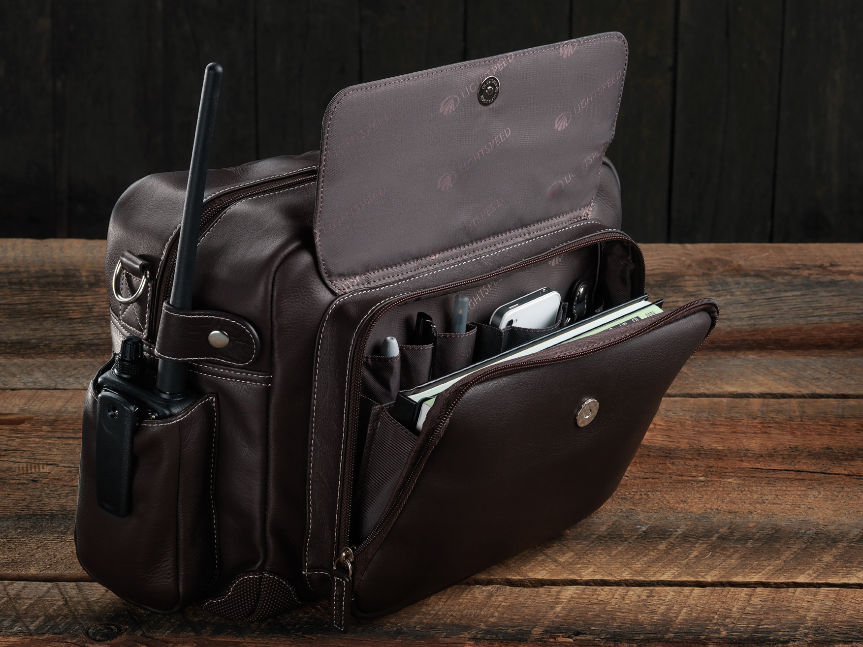 Lightspeed Markham - Pilotenledertasche, dunkelbraun
